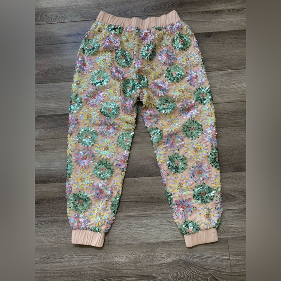 Anthropologie Eva Franco Fernanda Rose Floral Daisy Sequined Joggers - Picture 3 of 5